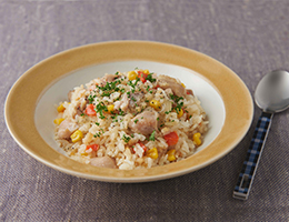 鶏肉とパプリカの塩こうじレモン炊き込みピラフ
