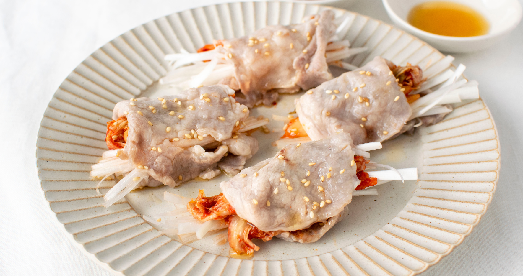 柔らか塩こうじ豚のキムチ巻き♪