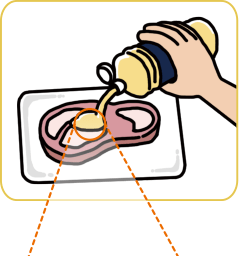 お肉を液体塩こうじで漬込みます。