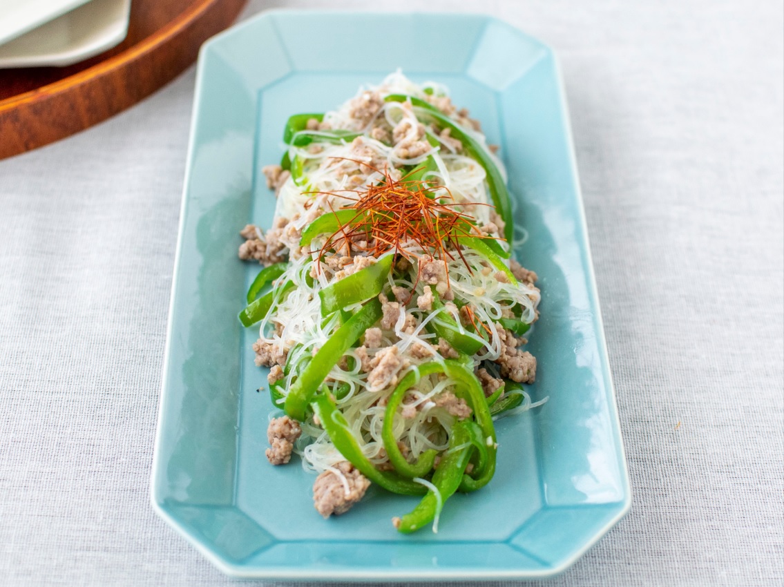 【下味冷凍】液体塩こうじでピーマンとひき肉の春雨炒め