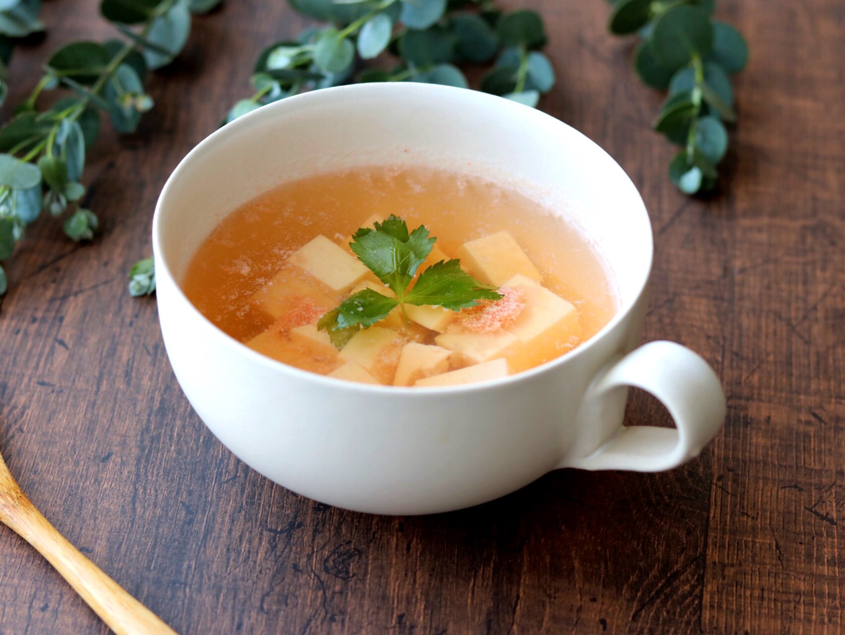 豆腐の明太塩こうじスープ