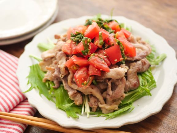 こんがり豚肉のフレッシュトマトソース🍅