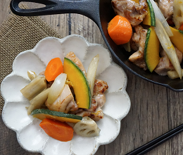 【下味冷凍】液塩でしっとり☆鶏肉と根菜の甘辛炒め